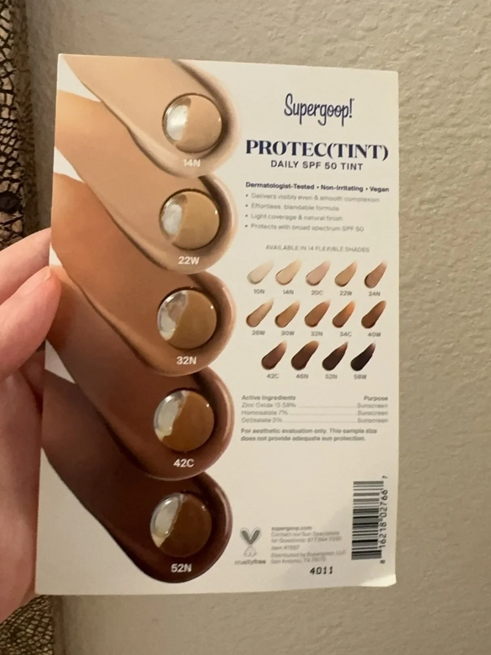 Supergoop Protec(Tint) Daily SPF 50 Tint Foundation Sampler 14N 22W 32N 42C 52N
